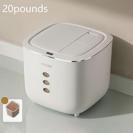 20LB Sealed Pet Food Storage Container | Heavy-Duty Square PP Dispenser with Flip Lid, Easy to Clean, Suitable for Kitchen Pantry.