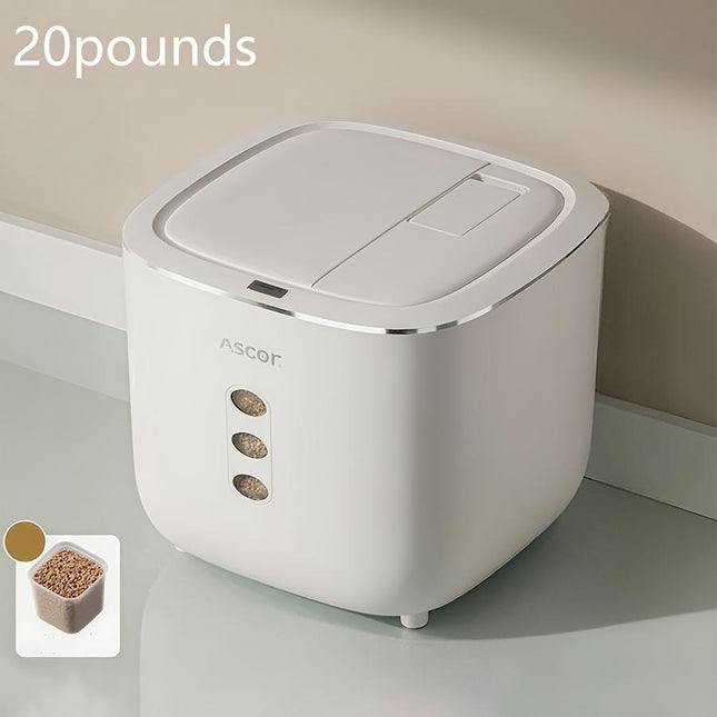 20LB Sealed Pet Food Storage Container | Heavy-Duty Square PP Dispenser with Flip Lid, Easy to Clean, Suitable for Kitchen Pantry.