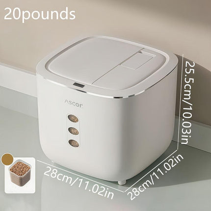 20LB Sealed Pet Food Storage Container | Heavy-Duty Square PP Dispenser with Flip Lid, Easy to Clean, Suitable for Kitchen Pantry.