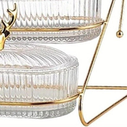 Fashion Three-Tier Covered Snack and Fruit Tray - Sturdy Metal Frame, Nordic Design, Suitable for Kitchen, Living Room, and Parties | Perfect for Holding Dried Fruits, Candies, Nuts | Easy to Clean, Versatile Appetizer Plate, Ideal for Serving and Hosting.
