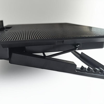 **Fully Compatible Laptop Stand｜Dual-Fan Cooling + Ergonomic Angle Adjustment, All-in-One Portable Design for Work, Gaming, and Entertainment**.