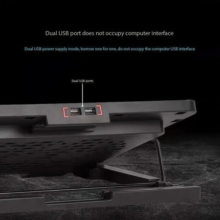 **Fully Compatible Laptop Stand｜Dual-Fan Cooling + Ergonomic Angle Adjustment, All-in-One Portable Design for Work, Gaming, and Entertainment**.