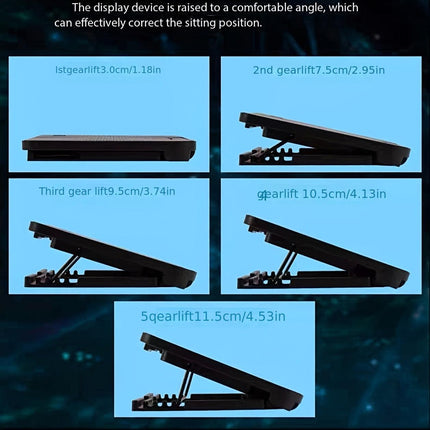 **Fully Compatible Laptop Stand｜Dual-Fan Cooling + Ergonomic Angle Adjustment, All-in-One Portable Design for Work, Gaming, and Entertainment**.