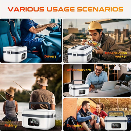 Electric Heating Insulated Lunch Box | 304 Stainless Steel Portable Insulated Storage Container, Suitable for Office, Camping, Picnics | Compact Insulated Food Container with Charging Function, No Water Needed(black).