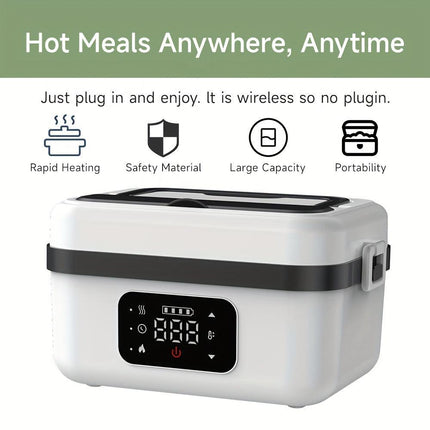Electric Heating Insulated Lunch Box | 304 Stainless Steel Portable Insulated Storage Container, Suitable for Office, Camping, Picnics | Compact Insulated Food Container with Charging Function, No Water Needed(white).