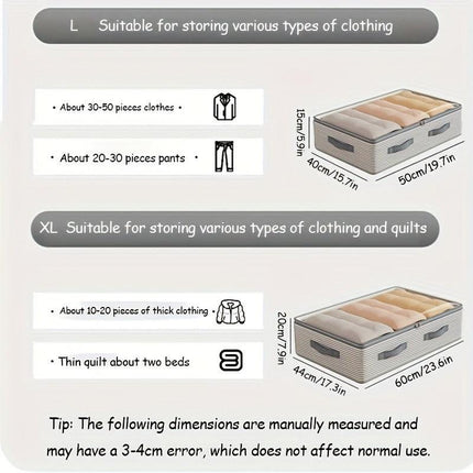 Large Storage Organizer Bag - Made from heavy-duty non-woven fabric with transparent windows, multi-layer clothing storage box suitable for wardrobes, under-bed, and travel. （L）.