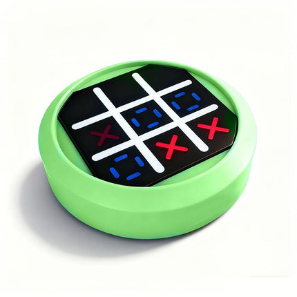 4-in-1 Electronic Tic Tac Toe Game: AI Battle, Two-Player Mode, Memory & Speed Challenge | Handheld Portable Game Console, Suitable for Both Kids and Adults (Batteries Not Included)（green）.
