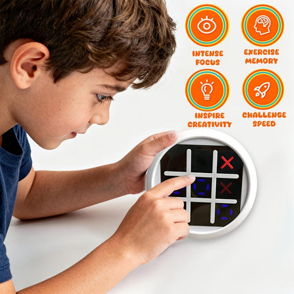 4-in-1 Electronic Tic Tac Toe Game: AI Battle, Two-Player Mode, Memory & Speed Challenge | Handheld Portable Game Console, Suitable for Both Kids and Adults (Batteries Not Included)（green）.