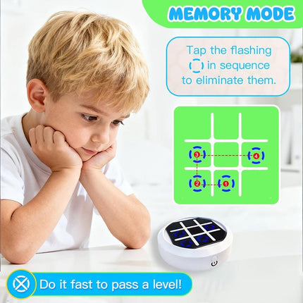 4-in-1 Electronic Tic Tac Toe Game: AI Battle, Two-Player Mode, Memory & Speed Challenge | Handheld Portable Game Console, Suitable for Both Kids and Adults (Batteries Not Included)（WHITE）.
