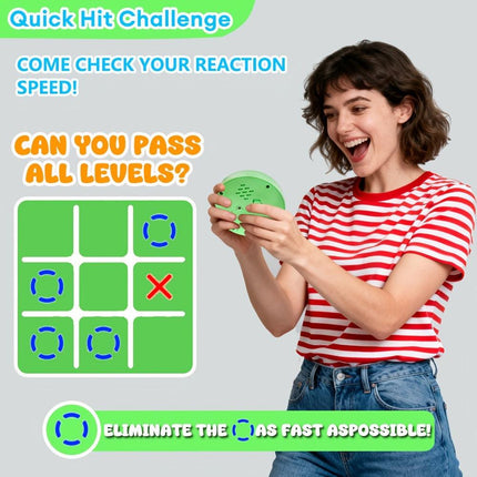4-in-1 Electronic Tic Tac Toe Game: AI Battle, Two-Player Mode, Memory & Speed Challenge | Handheld Portable Game Console, Suitable for Both Kids and Adults (Batteries Not Included)（WHITE）.