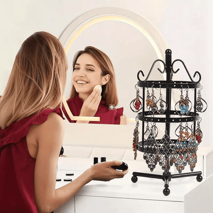1 × Metal Detachable Rotating Earring Jewelry Stand, Storage Display Tower, Aesthetic Room Decor, Home Decoration, Valentine's Day Gift Jewelry Tower, Jewelry Organizer.