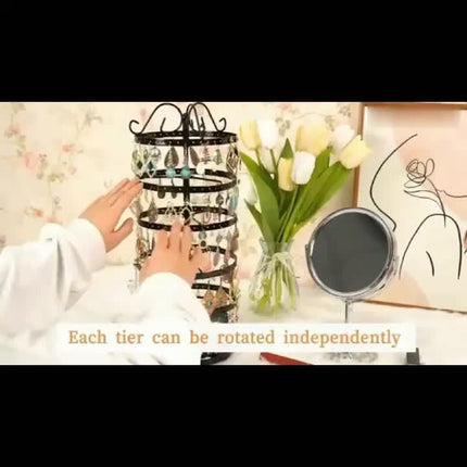 1 × Metal Detachable Rotating Earring Jewelry Stand, Storage Display Tower, Aesthetic Room Decor, Home Decoration, Valentine's Day Gift Jewelry Tower, Jewelry Organizer.