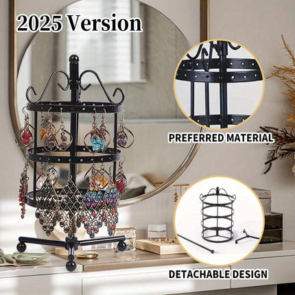 1 × Metal Detachable Rotating Earring Jewelry Stand, Storage Display Tower, Aesthetic Room Decor, Home Decoration, Valentine's Day Gift Jewelry Tower, Jewelry Organizer.