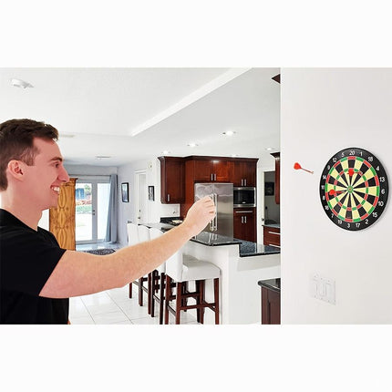 17-inch Red and Green Magnetic Dartboard, 40.5 cm in Diameter, Includes 12 Strong Magnetic Darts and Damage-Free Hooks, Safe and Portable for Both Entertainment and Competition..
