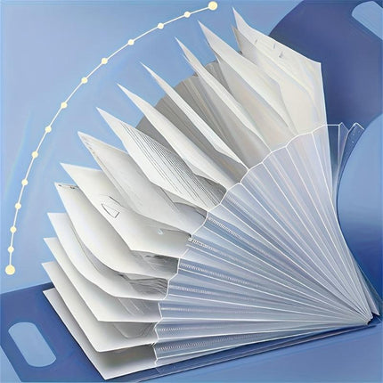 13-Pocket Accordion File Folder — A4 Portable Vertical Folding Organizer with Index Tabs, Suitable for School, Office, Student, and Professional Document Organization, Made of High-Clarity Waterproof Material, Expandable Multi-Functional File Pouch（PURPLE.