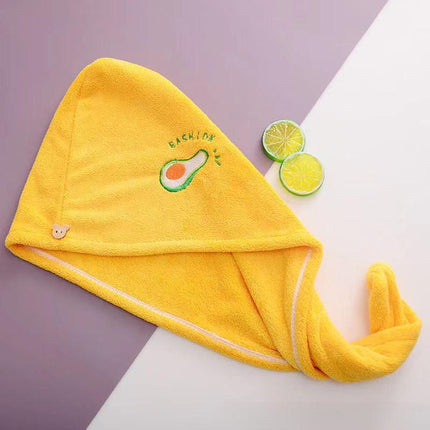 Ladies' Soft Quick-Dry Shower Cap Towel - Delicate Embroidery, Essential for a Refreshing Bath（yellow）.