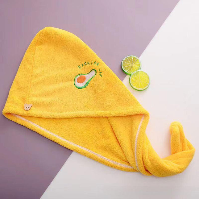 Ladies' Soft Quick-Dry Shower Cap Towel - Delicate Embroidery, Essential for a Refreshing Bath（yellow）.