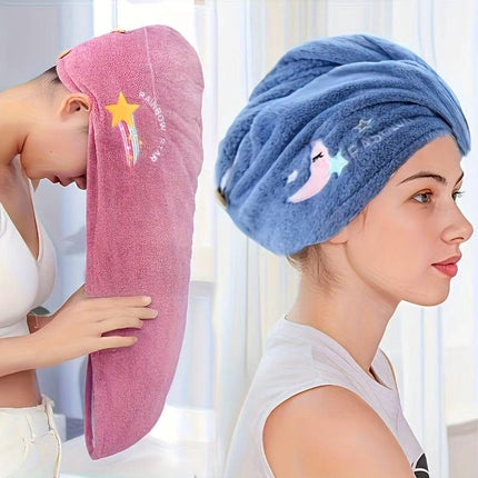 Ladies' Soft Quick-Dry Shower Cap Towel - Delicate Embroidery, Essential for a Refreshing Bath（yellow）.
