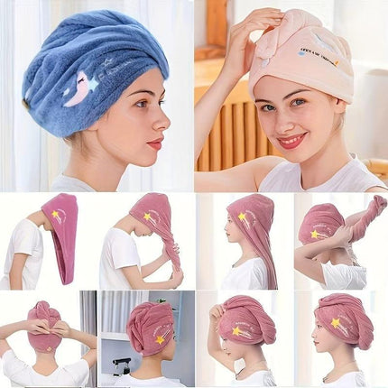 Ladies' Soft Quick-Dry Shower Cap Towel - Delicate Embroidery, Essential for a Refreshing Bath（yellow）.