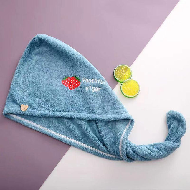 Ladies' Soft Quick-Dry Shower Cap Towel - Delicate Embroidery, Essential for a Refreshing Bath（light blue）.