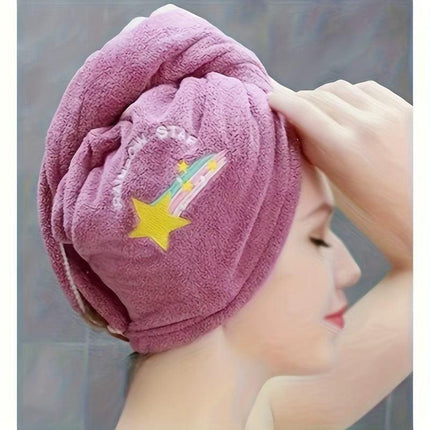 Ladies' Soft Quick-Dry Shower Cap Towel - Delicate Embroidery, Essential for a Refreshing Bath（light blue）.