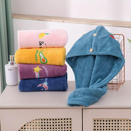 Ladies' Soft Quick-Dry Shower Cap Towel - Delicate Embroidery, Essential for a Refreshing Bath（light blue）.