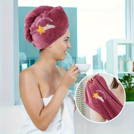 Ladies' Soft Quick-Dry Shower Cap Towel - Delicate Embroidery, Essential for a Refreshing Bath（violet）.