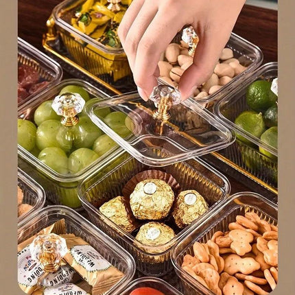 1-Piece 8-Compartment Snack Tray, BPA-Free Plastic Food-Grade Snack Organizer, Perfect for Nuts, Fruits, Candies, Potato Chips - Elegant Gold Decor for Home Entertainment, Party Snack Table Decoration, Party Snack Storage Box | Gold-Plated Tray.