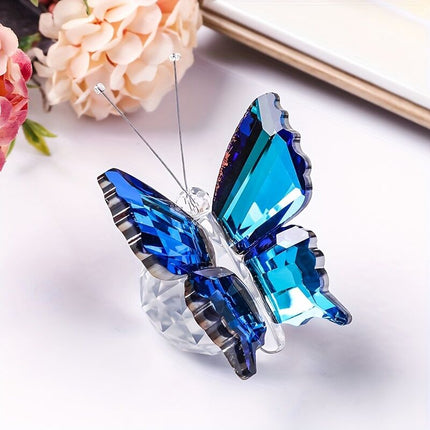green fruit butterfly**"Crystal Wing Radiance" | 5.5cm Gradient Crystal Butterfly Sculpture — Poetry Captured in a Moment, an Eternal Gift Illuminating Space and Heart**.