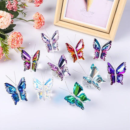 green fruit butterfly**"Crystal Wing Radiance" | 5.5cm Gradient Crystal Butterfly Sculpture — Poetry Captured in a Moment, an Eternal Gift Illuminating Space and Heart**.