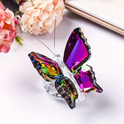 Colorful butterflies**"Crystal Wing Radiance" | 5.5cm Gradient Crystal Butterfly Sculpture — Poetry Captured in a Moment, an Eternal Gift Illuminating Space and Heart**.