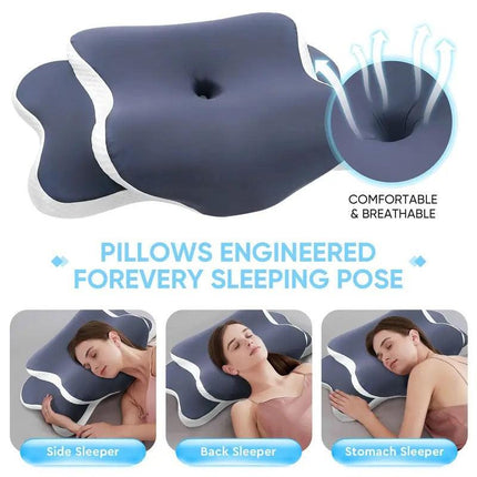 Side Sleeper Neck Pillow | Odor-Free, Light Beige Friendly Design, Comfortable Sleep Posture, Polyester Material, Hand Wash Only.