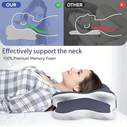 Side Sleeper Neck Pillow | Odor-Free, Light Beige Friendly Design, Comfortable Sleep Posture, Polyester Material, Hand Wash Only.