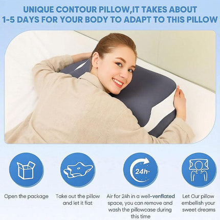 Side Sleeper Neck Pillow | Odor-Free, Light Beige Friendly Design, Comfortable Sleep Posture, Polyester Material, Hand Wash Only.