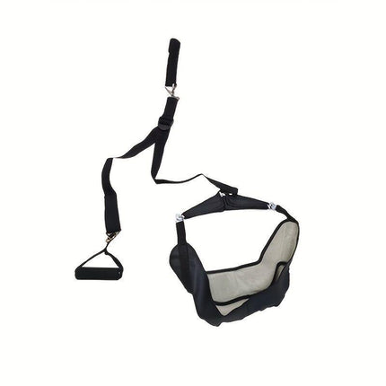 Portable neck stretcher for home use, medium tension with polyamide material, 360° rotation and 2-point connection, suitable for travel and home use to relieve neck pain.