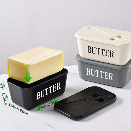 WHITE**Food-Grade PP Large Butter Keeper with Cutting Blade | Airtight, Drying-Resistant, Easy to Slice – Long-Lasting Freshness, Your Kitchen & Baking Essential Helper**.
