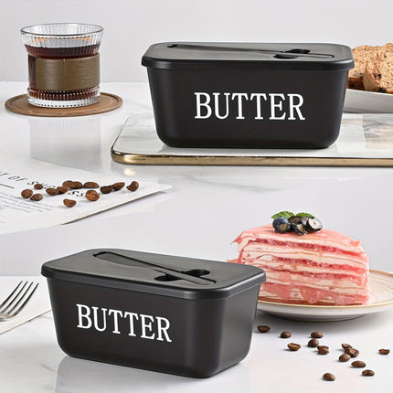 BLACK **Food-Grade PP Large Butter Keeper with Cutting Blade | Airtight, Drying-Resistant, Easy to Slice – Long-Lasting Freshness, Your Kitchen & Baking Essential Helper**.