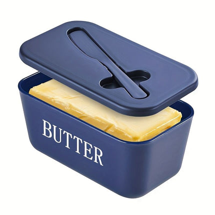 BLUE **Food-Grade PP Large Butter Keeper with Cutting Blade | Airtight, Drying-Resistant, Easy to Slice – Long-Lasting Freshness, Your Kitchen & Baking Essential Helper**.