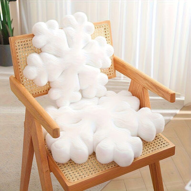 Snowflake pillow-soft fluffy cloud pillow with mixed colors, comfortable winter decorative sofa and bedroom, creative living room accent, comfortable home-accessories | cloud design | soft plush material, sofa pillow decorative window stool embellished wi.