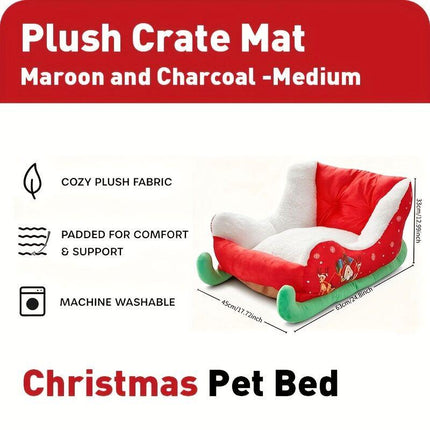 Christmas sled cat bed and dog house-winter warm pet bed, detachable and washable, without assembly, comfortable/outdoor pet sofa, suitable for cats and small dogs, snow house design..