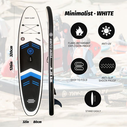 Inflatable vertical paddle set for water sports and surfing-including air pump, paddle, rope, backpack, fin box and maintenance tools..