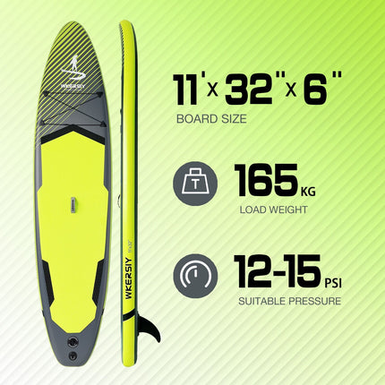 Inflatable vertical paddle set for water sports and surfing-including air pump, paddle, rope, backpack, fin box and maintenance tools..