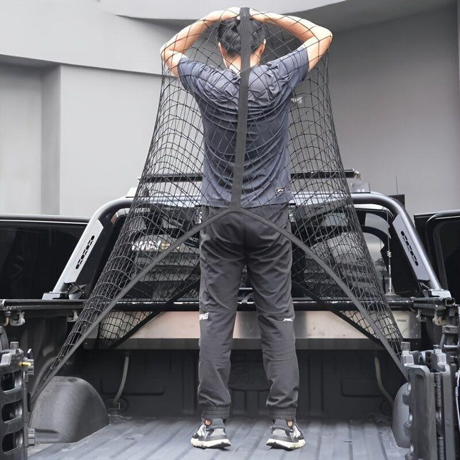High-elasticity truck bed net, cargo net for pickup truck bed, stretchable mesh organizer for pickup truck trunk bed, suitable for daily light loads in trucks.