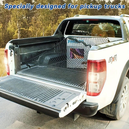 High-elasticity truck bed net, cargo net for pickup truck bed, stretchable mesh organizer for pickup truck trunk bed, suitable for daily light loads in trucks.