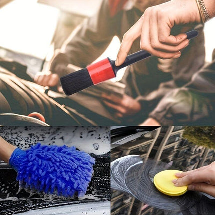 26-piece full function car detailing kit with drill brush and wheel cleaner - Heavy-duty manual and drill-powered cleaning set, color-coded brushes for paint restoration, glass, metal, plastic surfaces - Car washing, polishing, protection - Suitable for h.