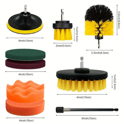 26-piece full function car detailing kit with drill brush and wheel cleaner - Heavy-duty manual and drill-powered cleaning set, color-coded brushes for paint restoration, glass, metal, plastic surfaces - Car washing, polishing, protection - Suitable for h.