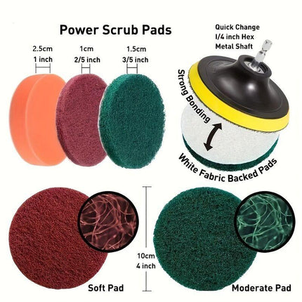 26-piece full function car detailing kit with drill brush and wheel cleaner - Heavy-duty manual and drill-powered cleaning set, color-coded brushes for paint restoration, glass, metal, plastic surfaces - Car washing, polishing, protection - Suitable for h.