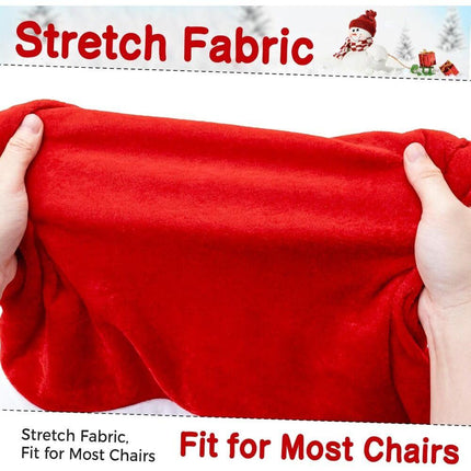 16-piece Christmas chair set-holiday red Christmas hat pattern, suitable for holiday dinners and party decorations, including 8 chair sets and 8 tableware sets, reusable, durable fabric, suitable for Christmas, New Year, Valentine's Day and party activiti.