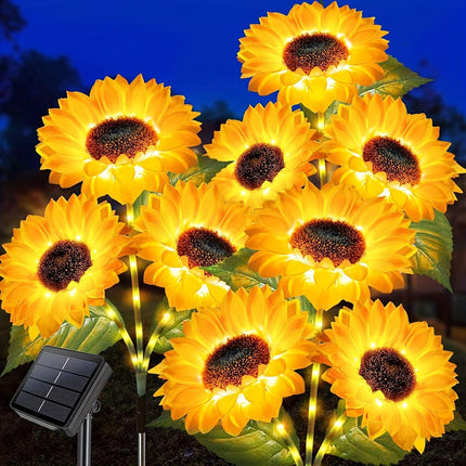 2 pcs of Sunflower-Shaped Ambiance Lights – Soft, Insect-Repellent Glow for Your Private Garden. Adds a Poetic Nighttime & Festive Touch..