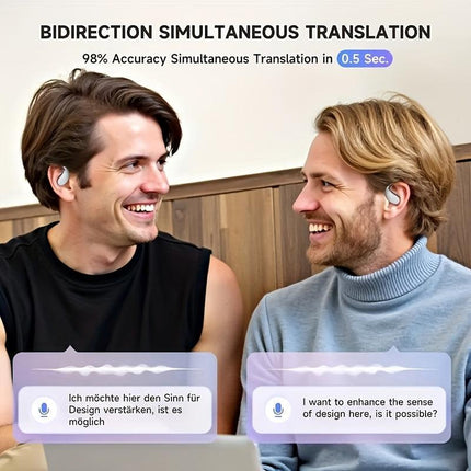 AI Translation Earbuds | Real-Time Translation for 144+ Languages | Smart Meeting Assistant | Secure and Private Design.